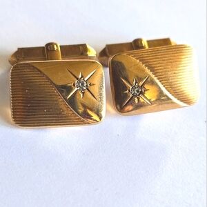 Vintage cuff links gold filled fill cufflinks star celestial clear gems